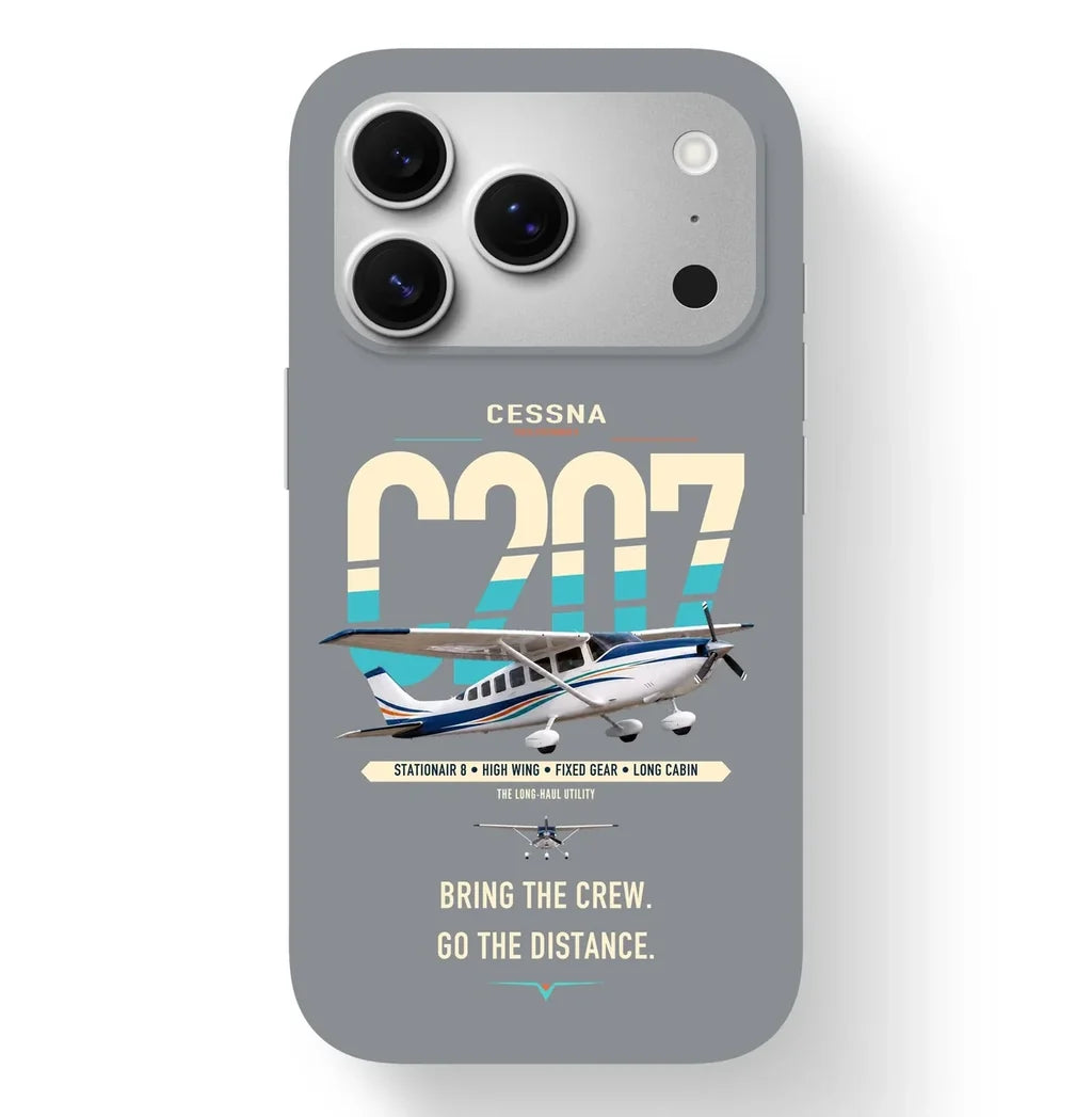 Cessna T207A Stationair 8 design on gray magsafe iphone case, for iPhone 17 Pro