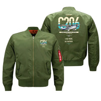 Thumbnail for Cessna 206 Stationair design on green bomber jacket, double-side print