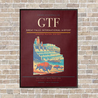 Thumbnail for Great Falls International Airport GTF vertical canvas print - framed - dark red background