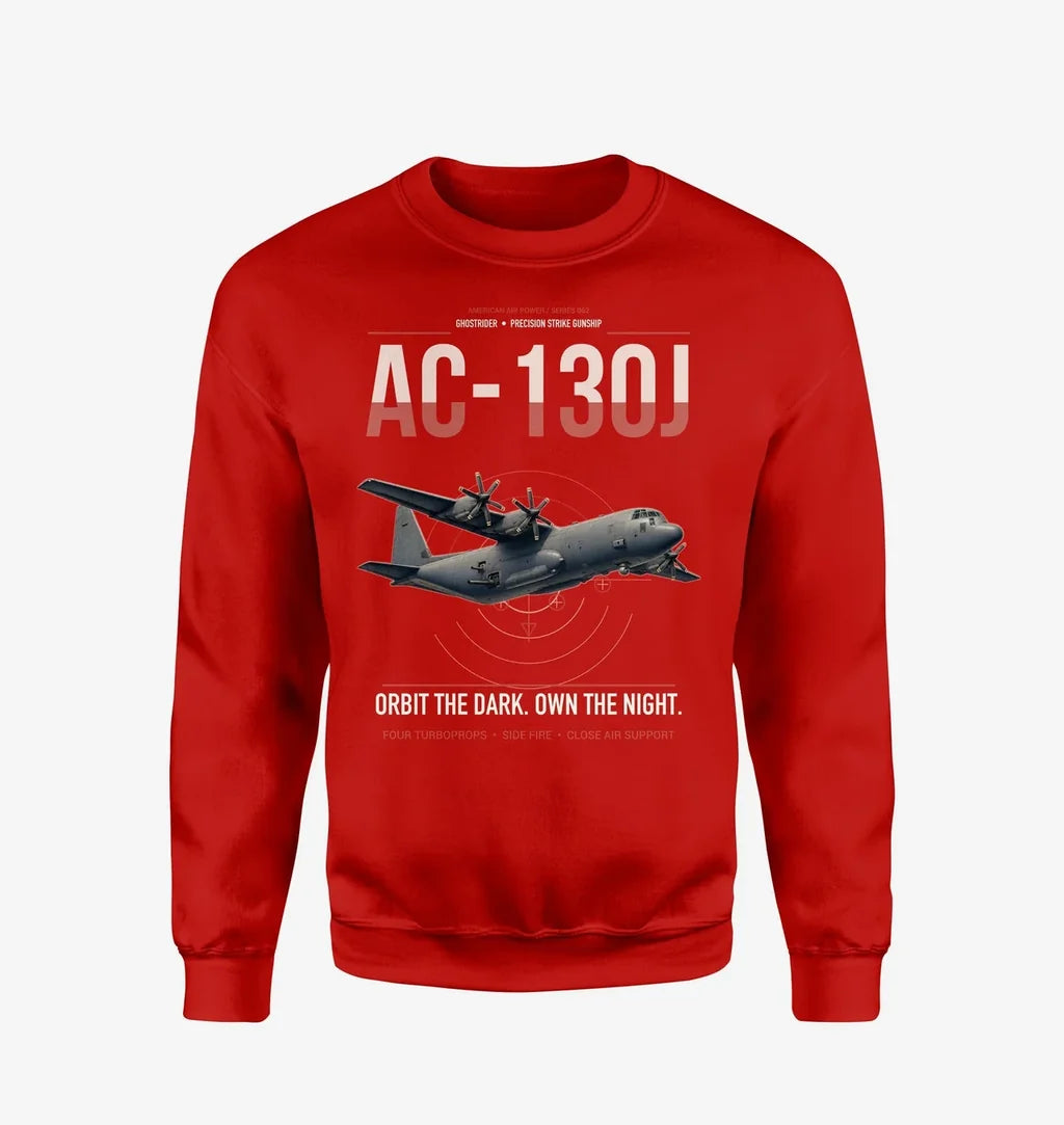 AC-130J Ghostrider design on red sweatshirt