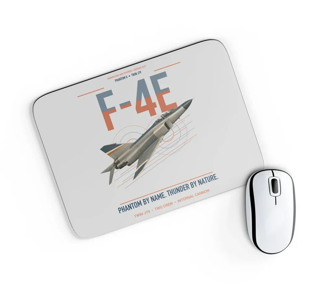 F-4E Phantom II design on light gray rectangle mouse pad