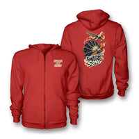 Thumbnail for SIGNAL 664 - Compression Turns Into Song - Zipped Hoodie design on red zipped hoodie