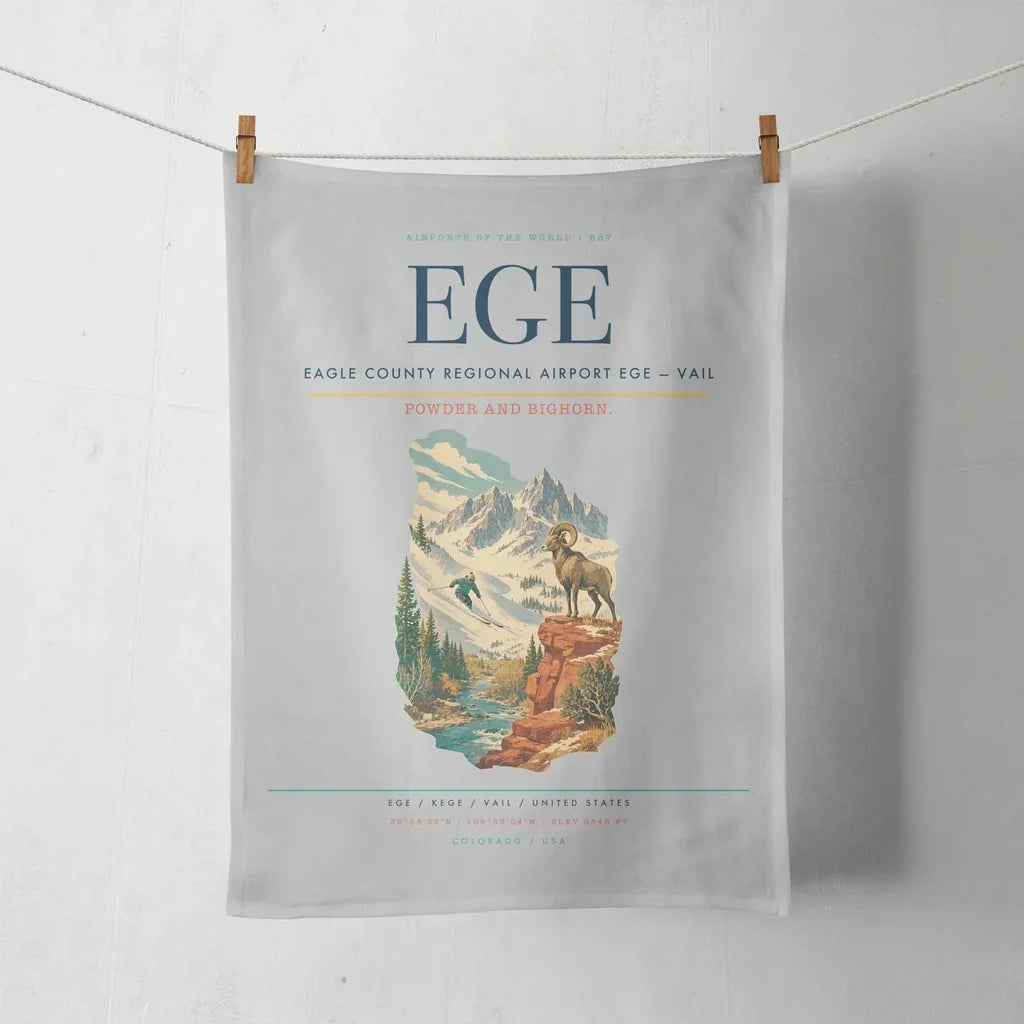 Eagle County Regional Airport (EGE) design on light gray towel