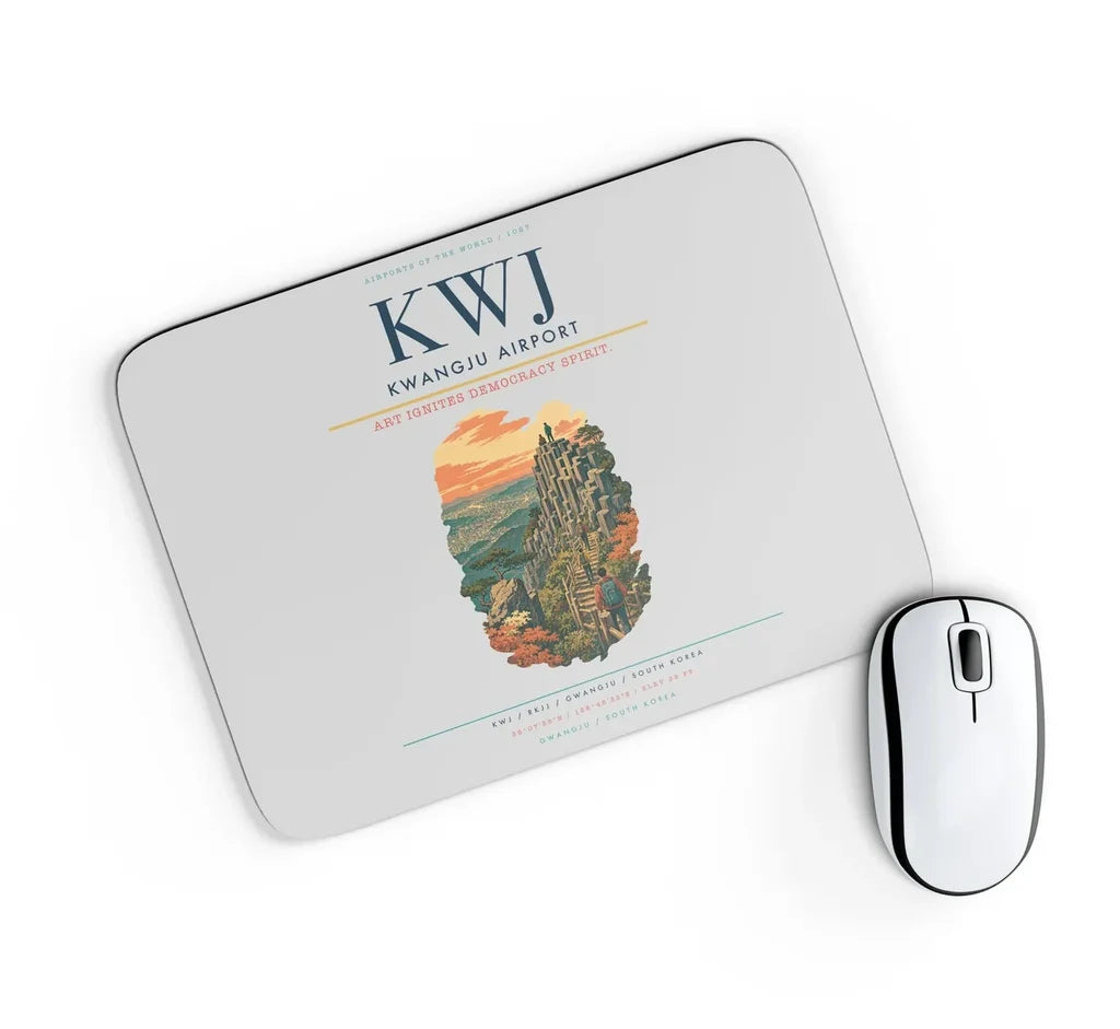 Kwangju Airport (KWJ) design on light gray rectangle mouse pad