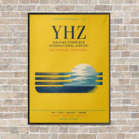 Thumbnail for Halifax Stanfield International Airport YHZ vertical canvas print - framed - yellow background