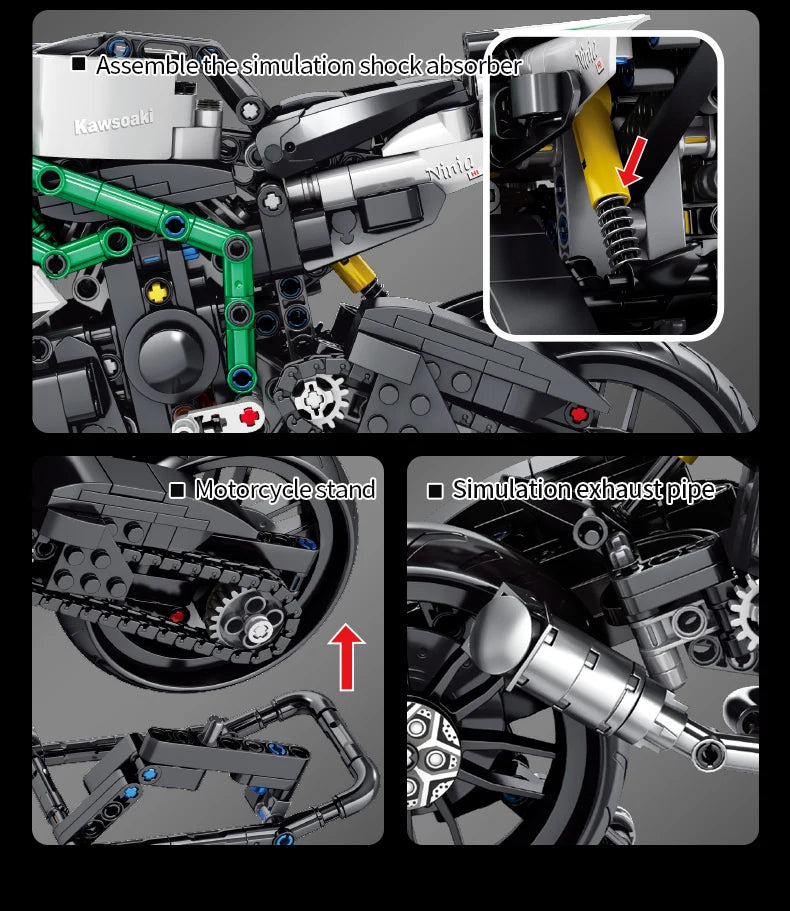 858Pcs Kawasaki Ninja For Building Model - view 6