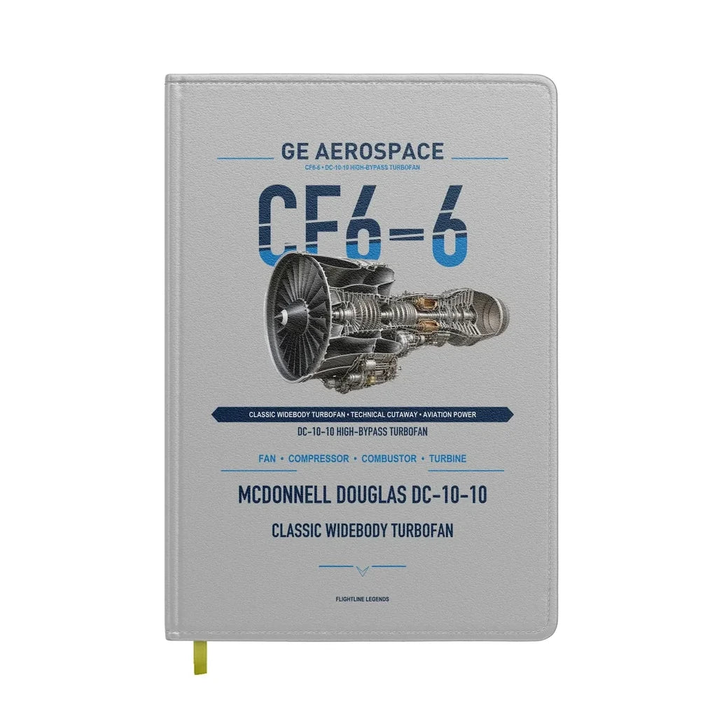 CF6-6 design on light gray notebook