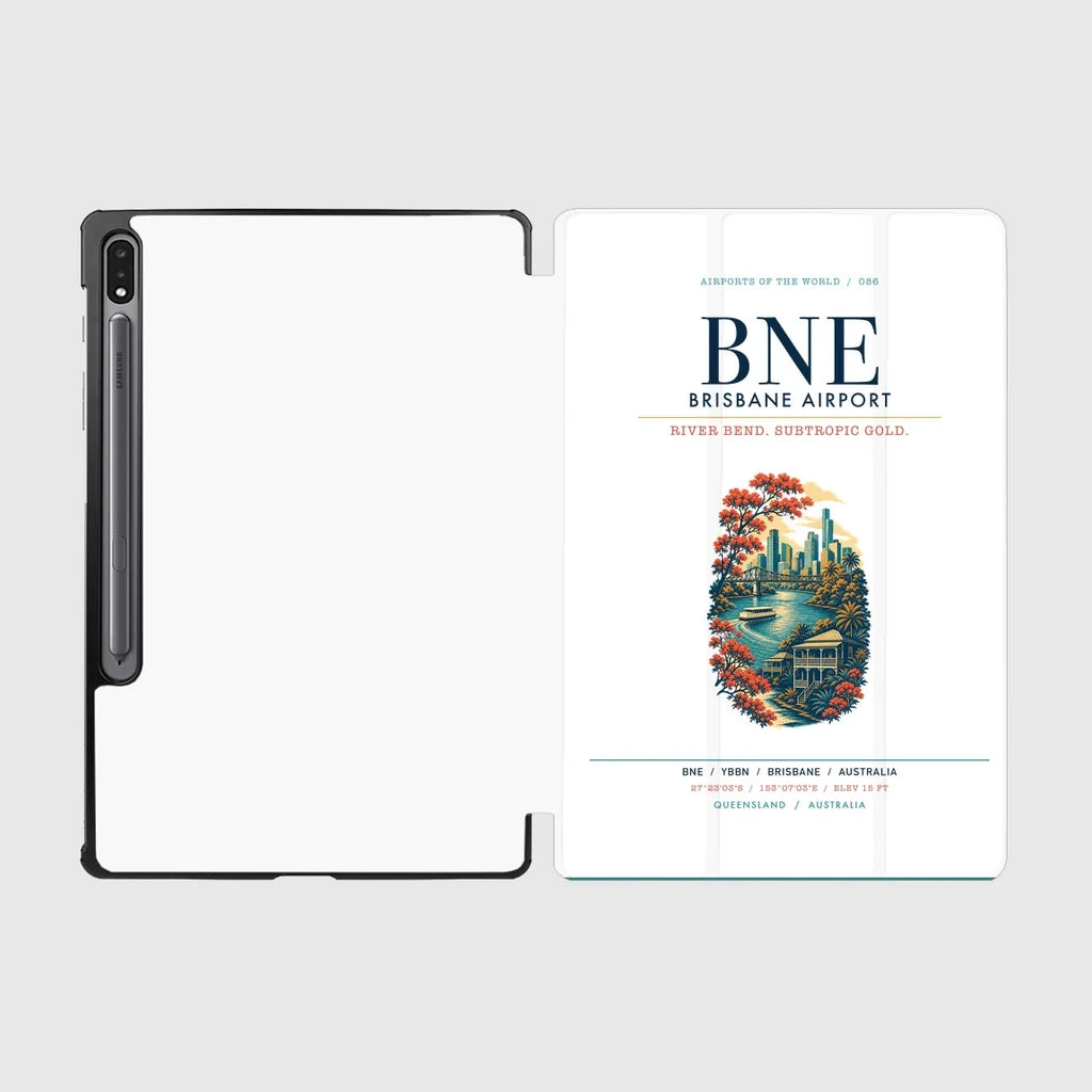 Brisbane Airport (BNE) design on white samsung tablet tablet case