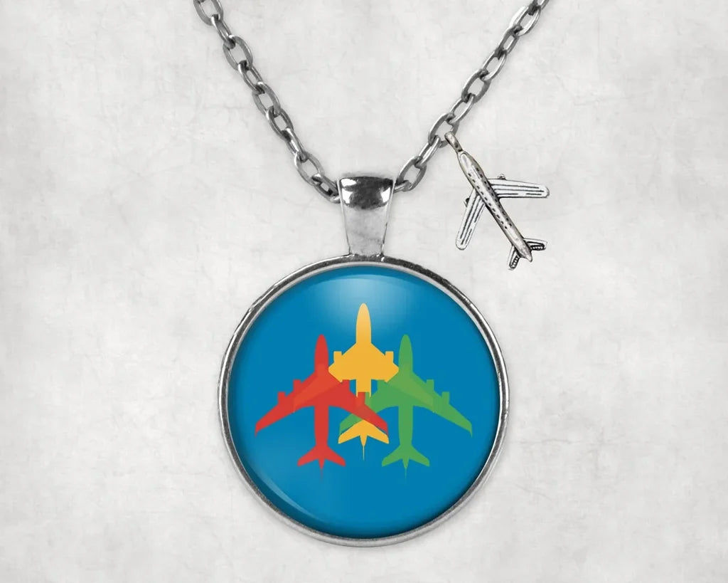 Colourful 3 Airplanes Necklace - view 6