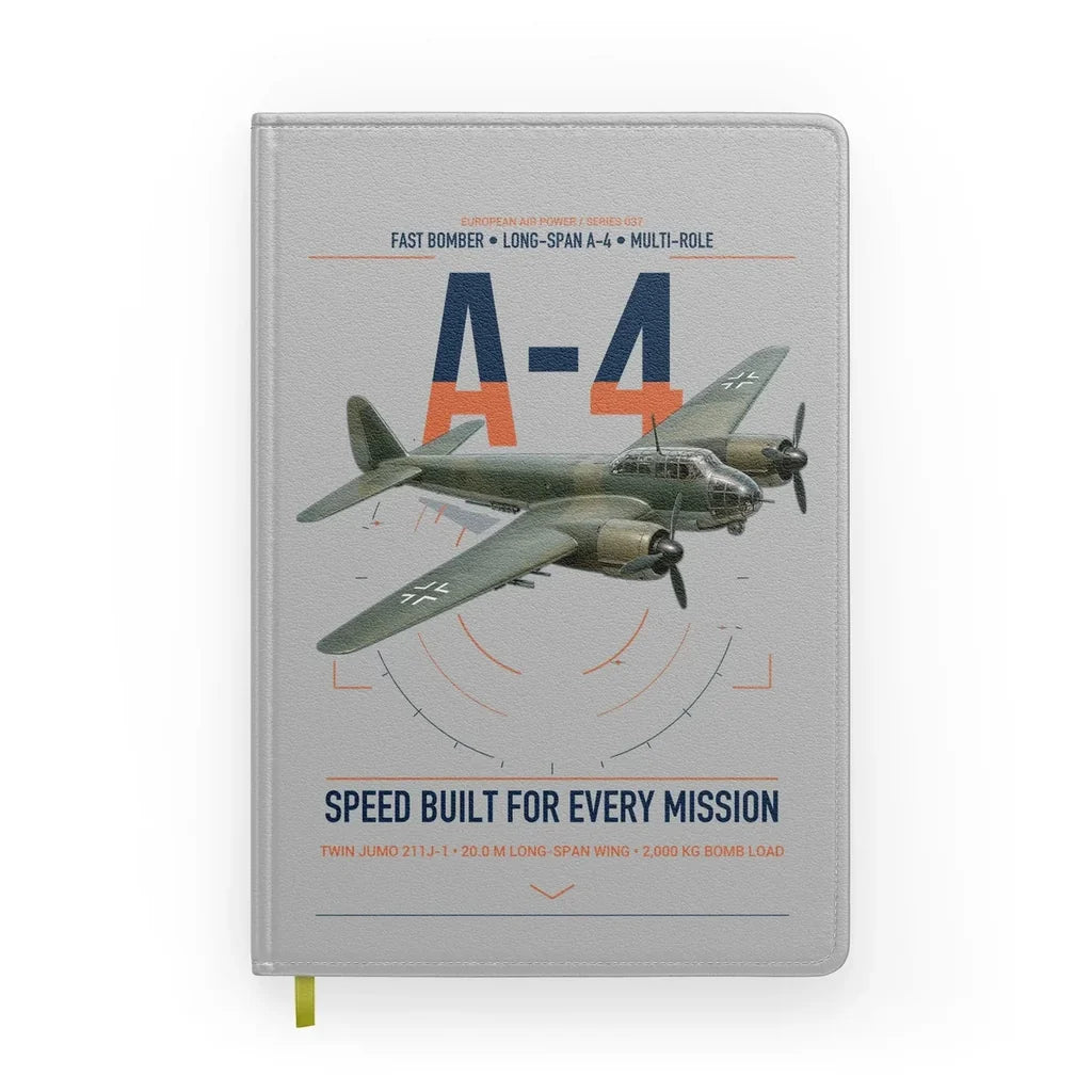 Junkers Ju 88A-4 design on light gray notebook