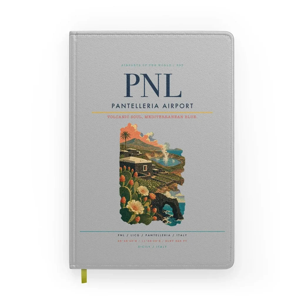 Pantelleria Airport (PNL) design on light gray notebook