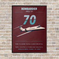 Thumbnail for Bombardier Learjet 70 vertical canvas print - framed - dark red background