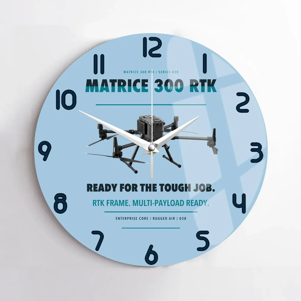 DJI Matrice 300 RTK design on light blue no frame wall clock