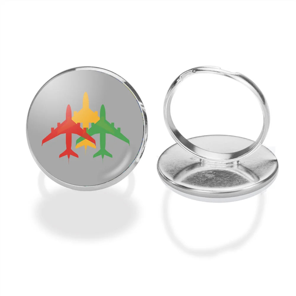 Colourful 3 Airplanes Ring - view 7