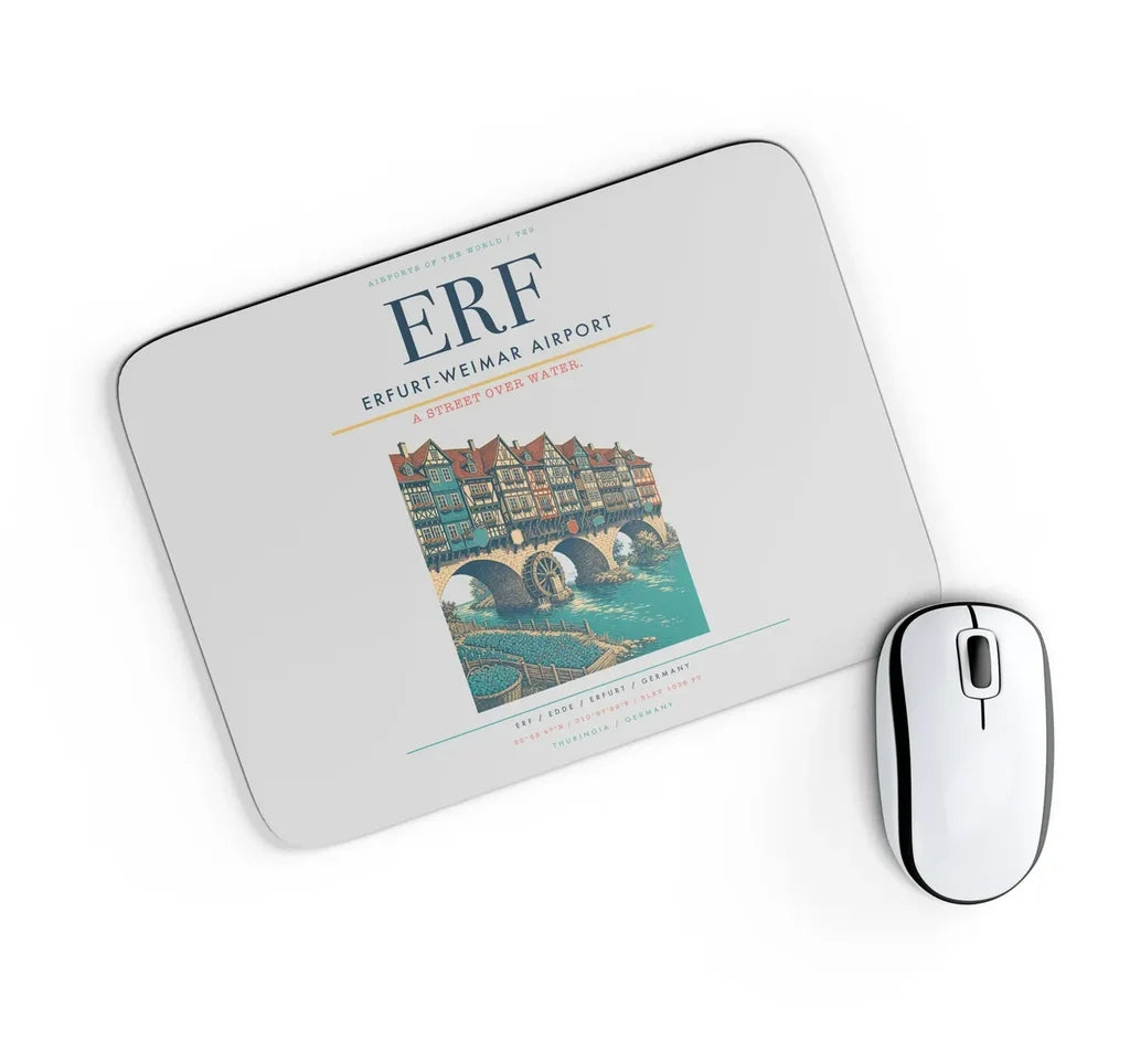 Erfurt-Weimar Airport (ERF) design on light gray rectangle mouse pad