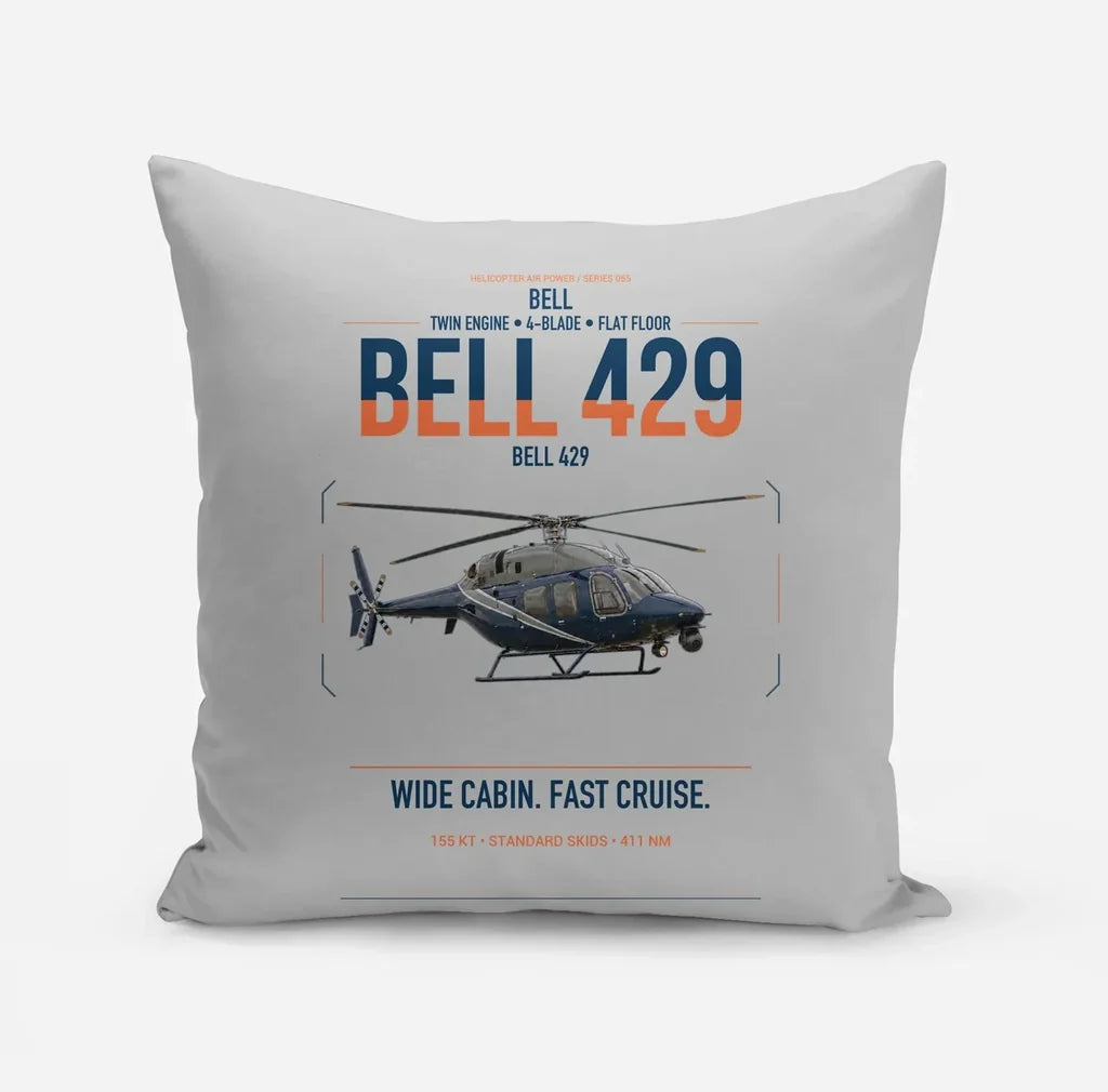 Bell 429 design on light gray pillow