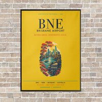 Thumbnail for Brisbane Airport BNE vertical canvas print - framed - yellow background