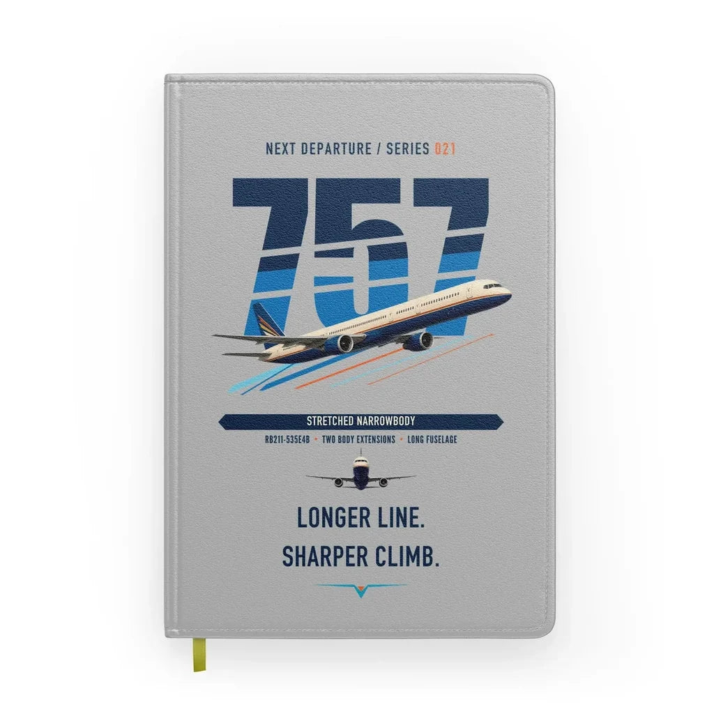 Boeing 757-300 design on light gray notebook