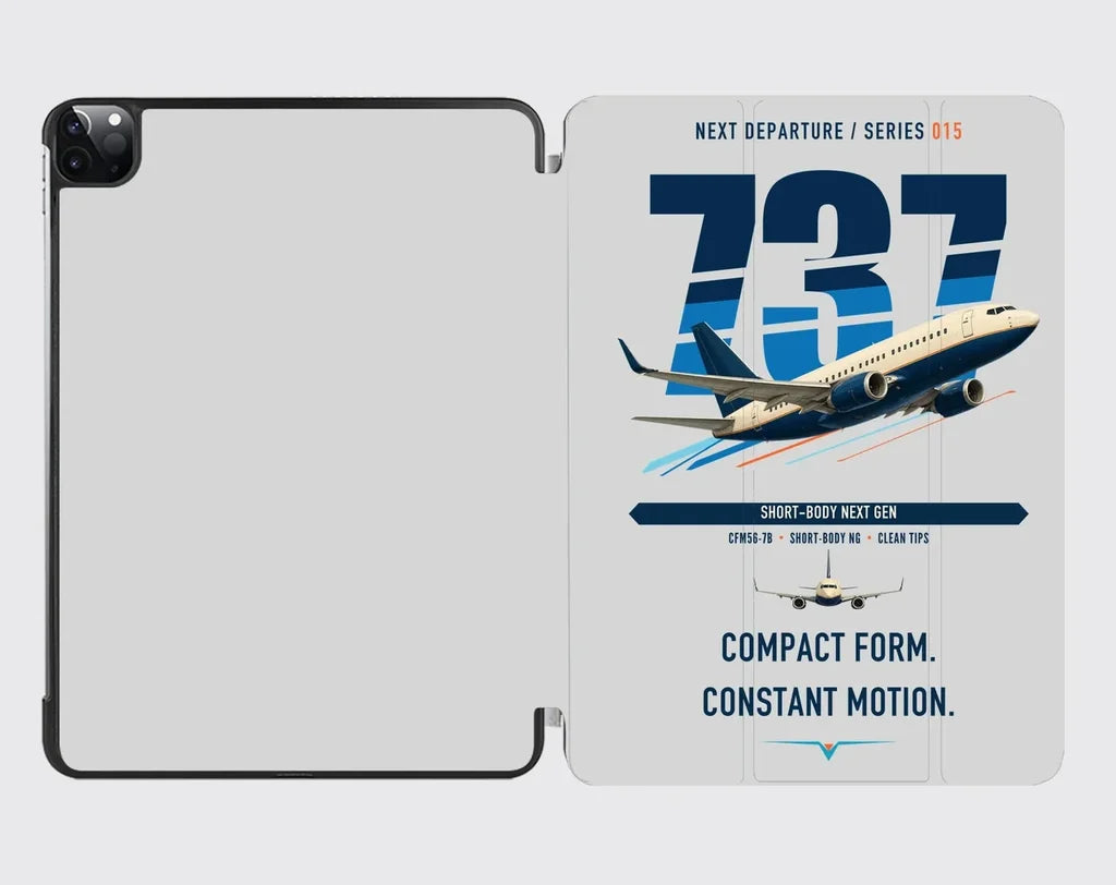 Boeing 737-700 NG design on light gray ipad tablet case