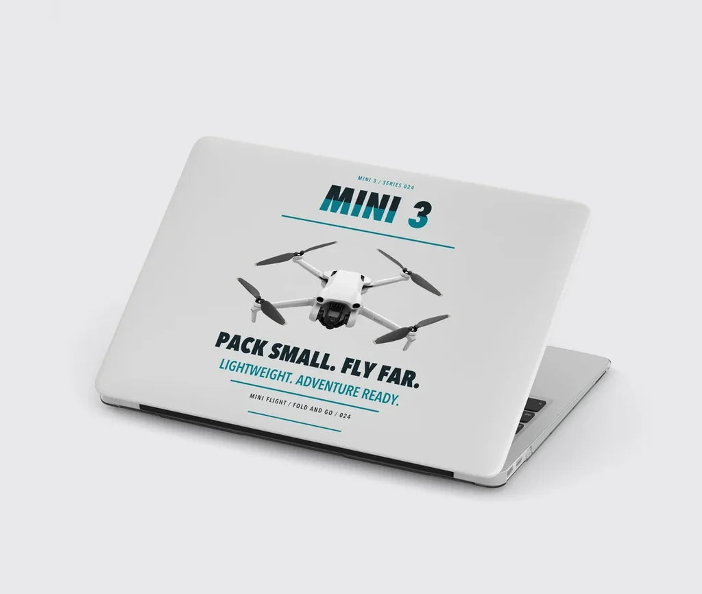 DJI Mini 3 design on light gray MacBook case