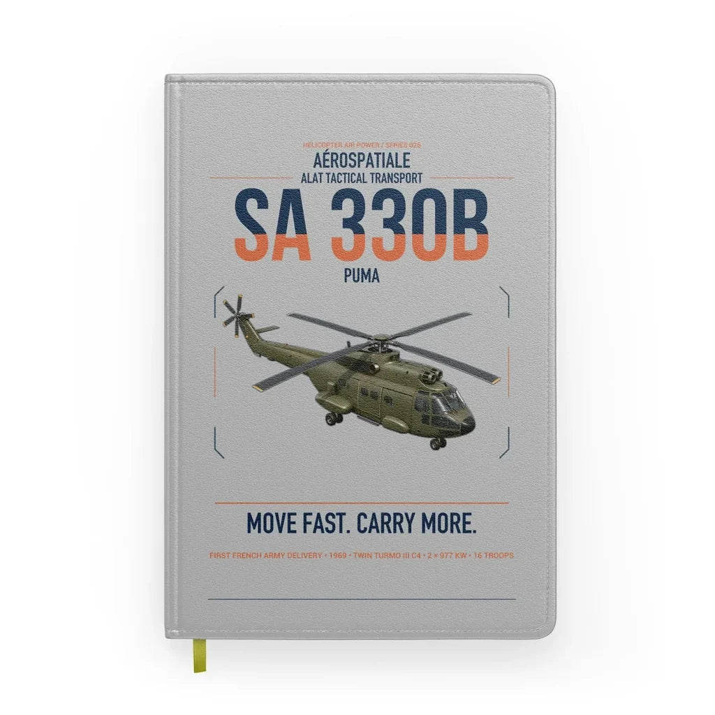 Aérospatiale SA 330B Puma design on light gray notebook