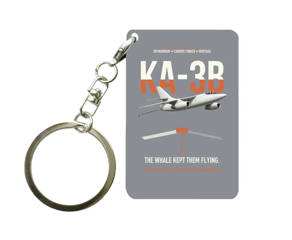 KA-3B Skywarrior design on gray designed key chain, double-side print
