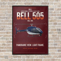 Thumbnail for Bell 505 vertical canvas print - framed - dark red background