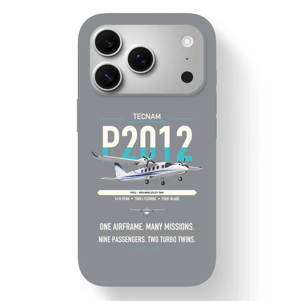 Tecnam P2012 Traveller design on gray magsafe iphone case, for iPhone 17 Pro