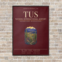 Thumbnail for Tucson International Airport TUS vertical canvas print - framed - dark red background