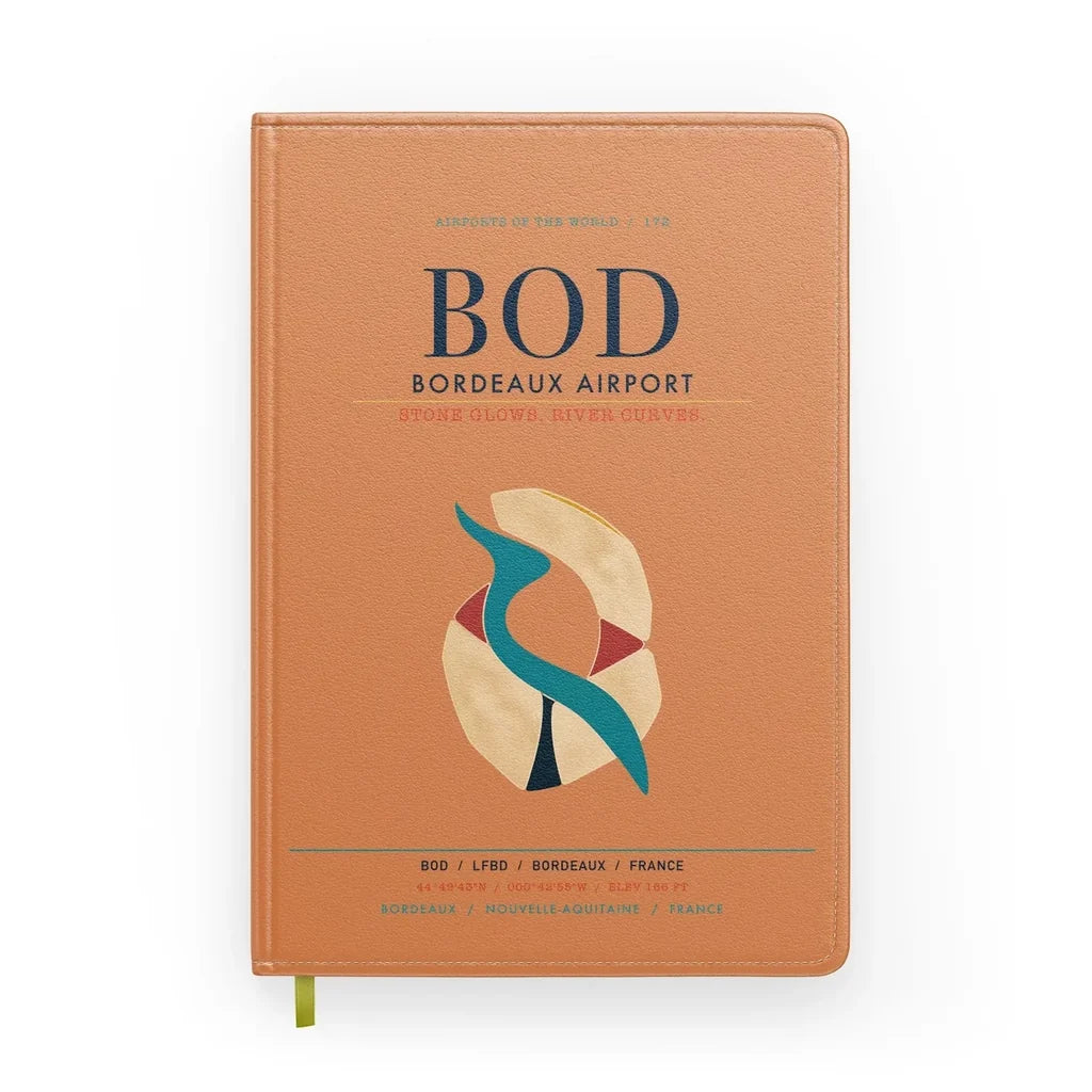 Bordeaux Airport (BOD) design on orange notebook