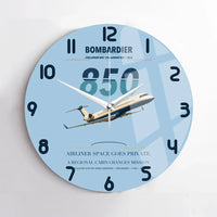 Thumbnail for Bombardier Challenger 850 design on light blue no frame wall clock