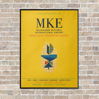Thumbnail for Milwaukee Mitchell International Airport MKE vertical canvas print - framed - yellow background