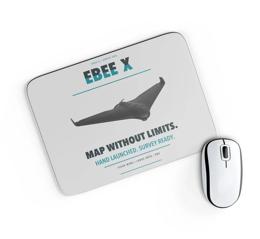 AgEagle eBee X design on light gray rectangle mouse pad