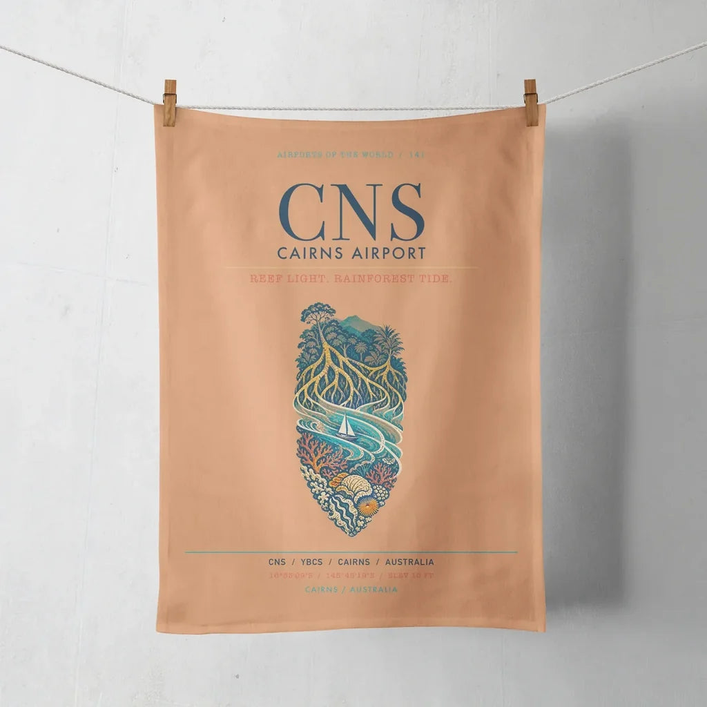 Cairns Airport (CNS) design on orange towel