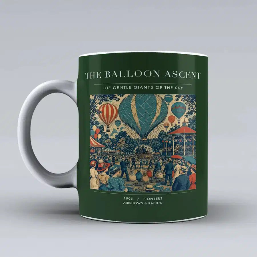 VINTAGE G4011 - The Balloon Ascent - Ceramic Mug design on darkgreen
