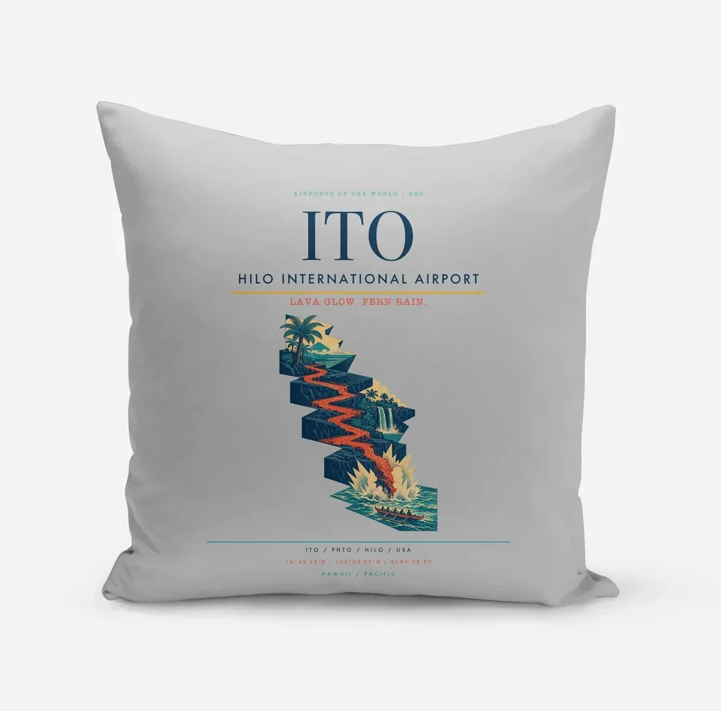 Hilo International Airport (ITO) design on light gray pillow