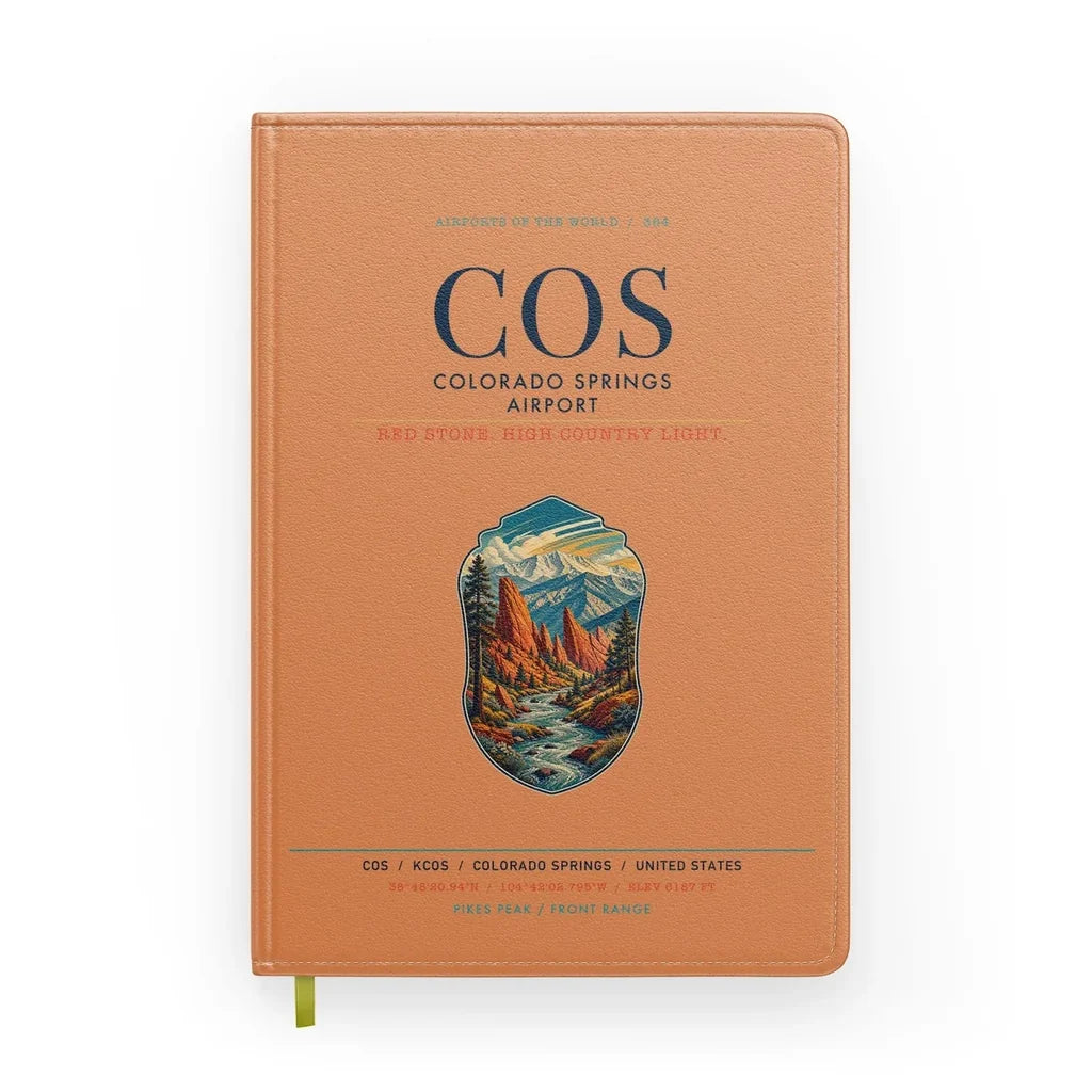 Colorado Springs Airport (COS) design on orange notebook
