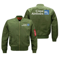 Thumbnail for Copa Airlines aviation design embroidered on green bomber jacket