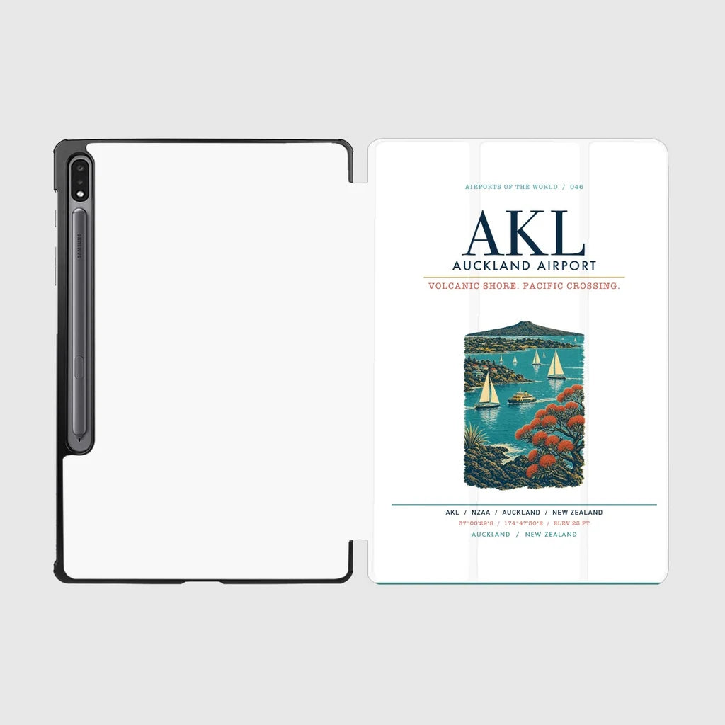 Auckland Airport (AKL) design on white samsung tablet tablet case