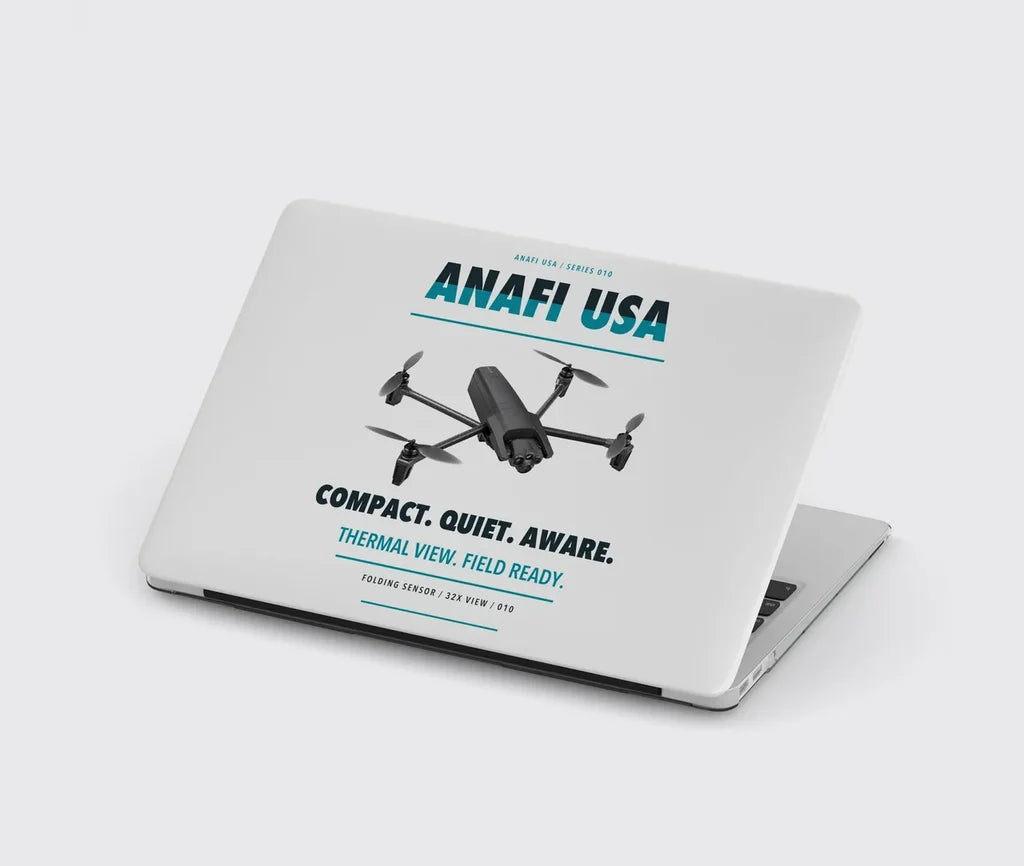 Parrot ANAFI USA design on light gray MacBook case