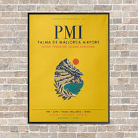 Thumbnail for Palma de Mallorca Airport PMI vertical canvas print - framed - yellow background