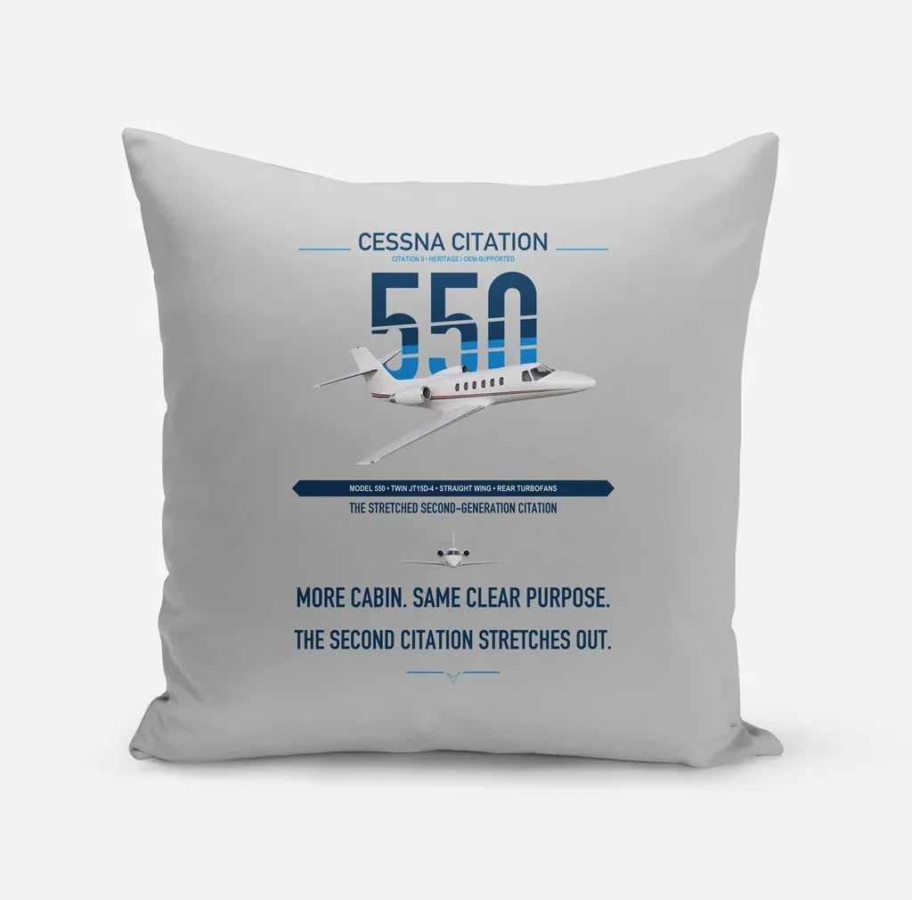 Cessna Citation 550 - Citation II design on light gray pillow