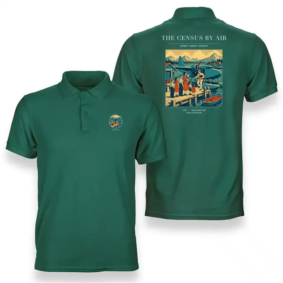 VINTAGE G4416 - The Census By Air - Double-Side Polo T-Shirt design on green