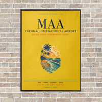 Thumbnail for Chennai International Airport MAA vertical canvas print - framed - yellow background