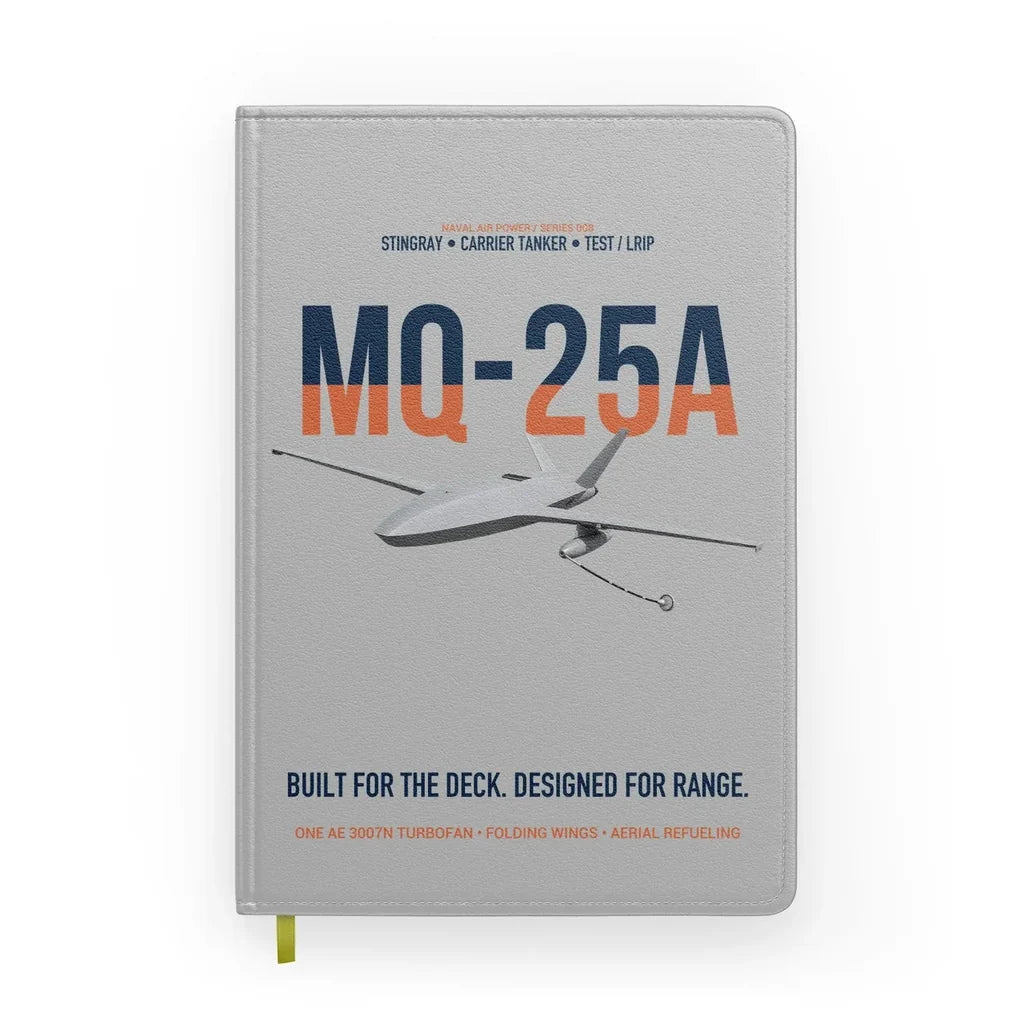 MQ-25A STINGRAY design on light gray notebook