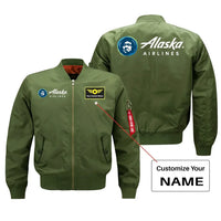 Thumbnail for Alaska Airlines logo on green + name bomber jacket