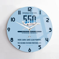 Thumbnail for Cessna Citation 550 - Citation II design on light blue no frame wall clock