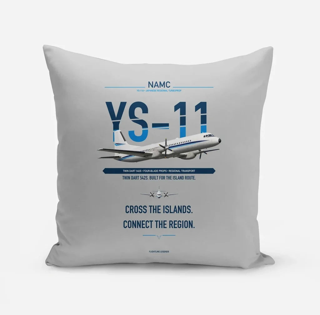 NAMC YS-11A design on light gray pillow