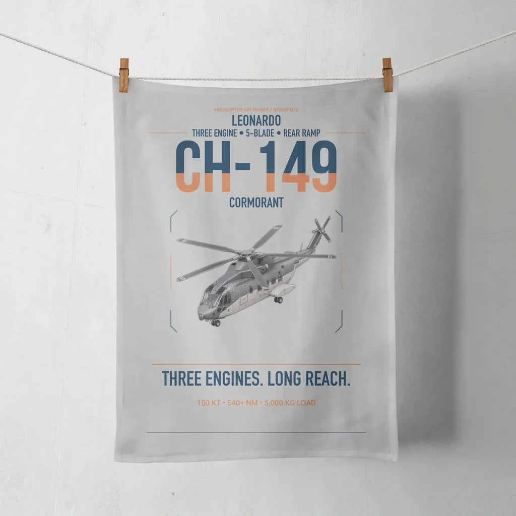 Leonardo CH-149 Cormorant design on light gray towel