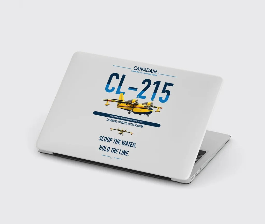 Canadair CL-215 design on light gray MacBook case